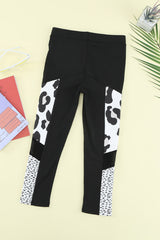 Black Girl’s  Leopard Patchwork High Waist Skinny Leggings