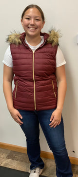 Puffer Vest - Fur Lined Hood