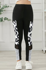 Black Girl’s  Leopard Patchwork High Waist Skinny Leggings