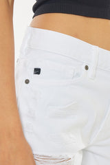 High Rise White Denim Shorts