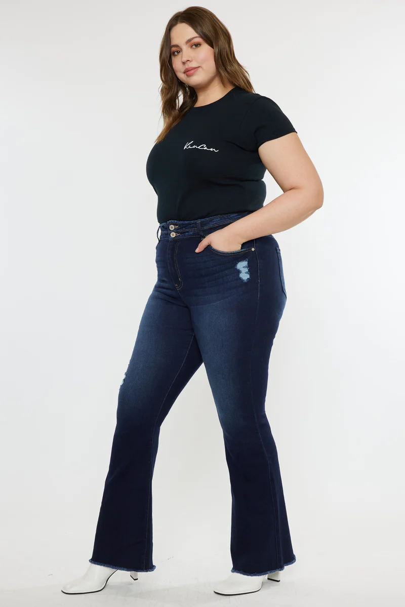 Plus Size High Rise Frayed Kancan Jeans