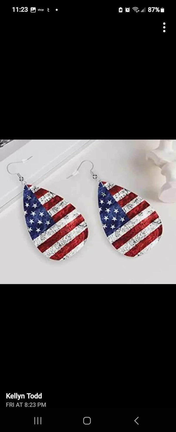 Rustic American Flag Earrings