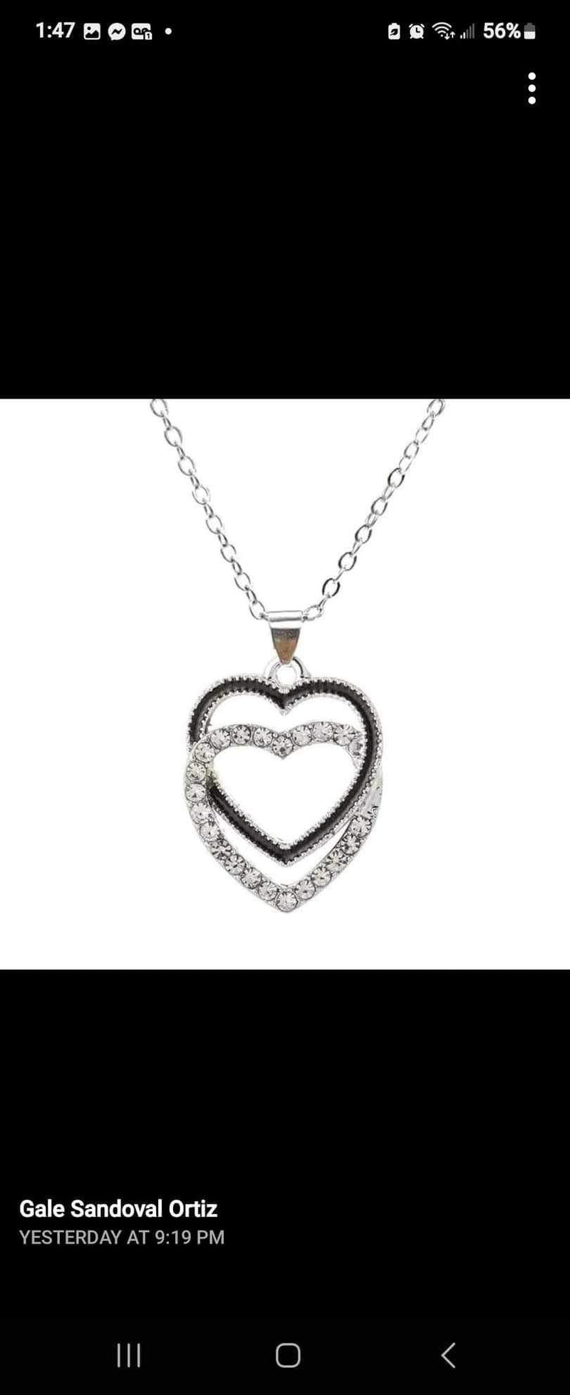 Black/Silver Double Heart necklace