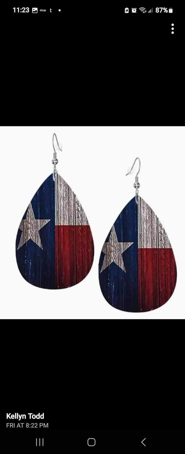 Rustic American Flag Earrings