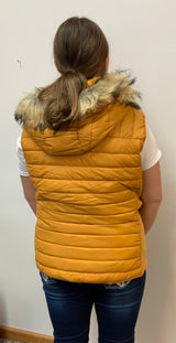Puffer Vest w/ Fur Lined Hood - PLUS Size