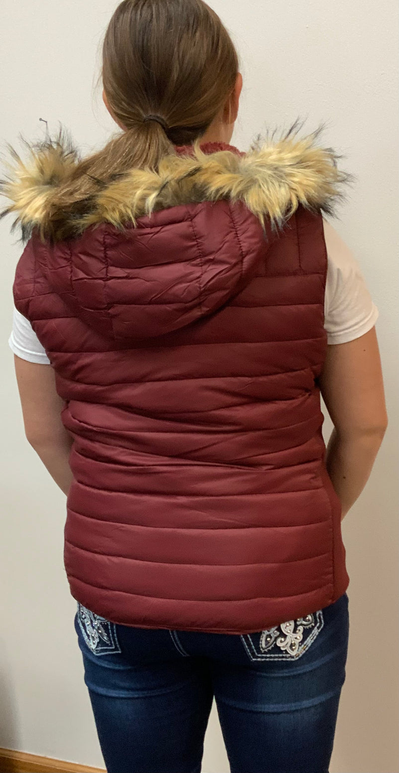 Puffer Vest - Fur Lined Hood