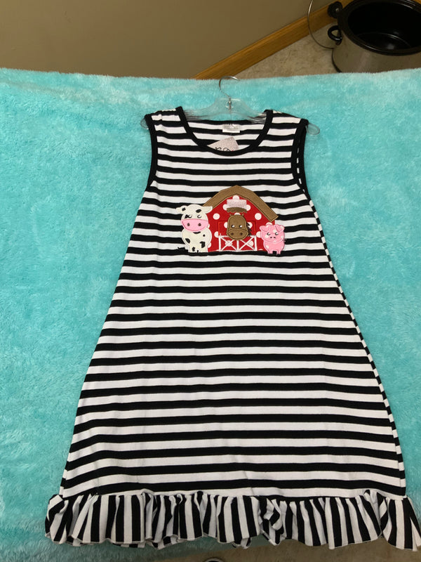 Black/White Striped Animal Dress