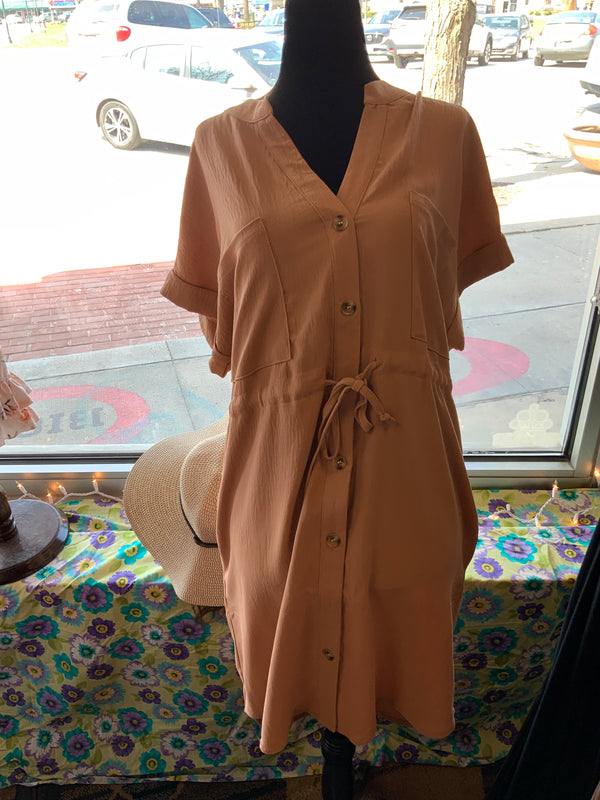 Tan Button-up Dress