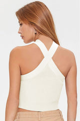 White Criss-Cross Halter Top