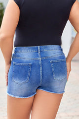 Button Fly Plus Size Denim Shorts