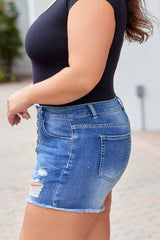 Button Fly Plus Size Denim Shorts