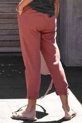 Red Drawstring Harem Pants