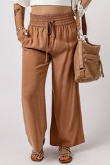 Brown Drawstring Smocked plus pants