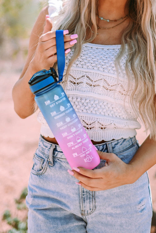 Multicolor Gradient  1 Liter Sport Water Bottle w/Marker