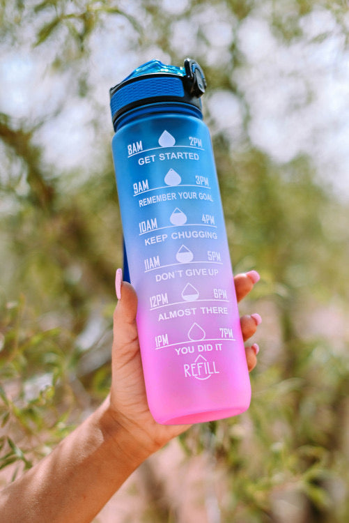 Multicolor Gradient  1 Liter Sport Water Bottle w/Marker