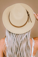 Beige Classic Wide Brim Fedora Hat