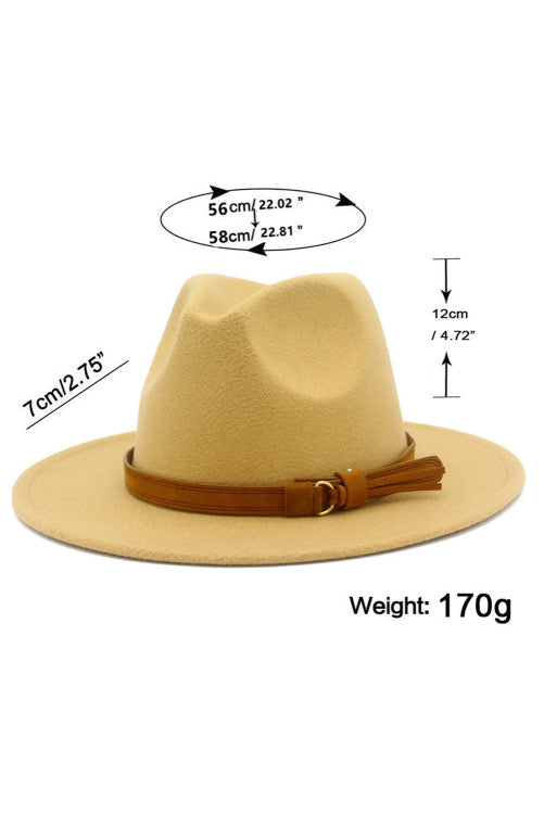 Beige Classic Wide Brim Fedora Hat