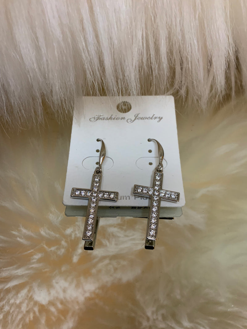 Silver Cross Earings