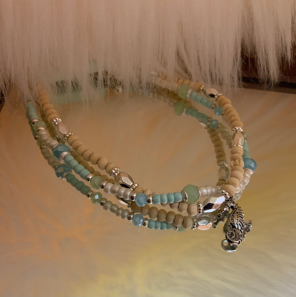 Sea Foam and Sand Seahorse anklet