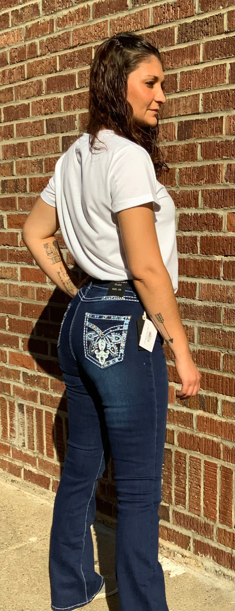 Rhinestone Pocket Jeans