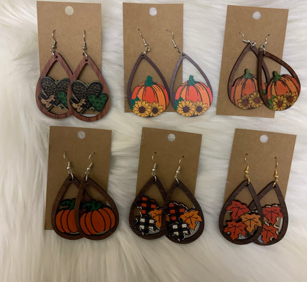 Autumn Fall Wood Earrings