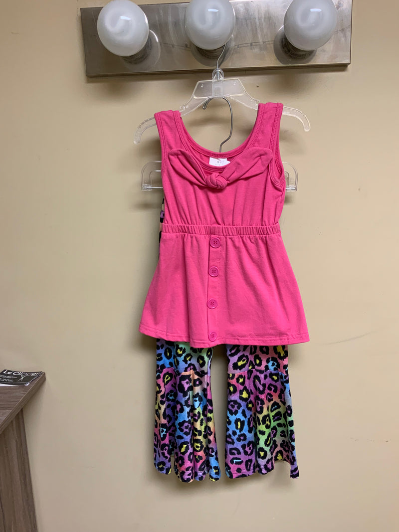 Girls Rainbow and Pink Cheetah 2pc