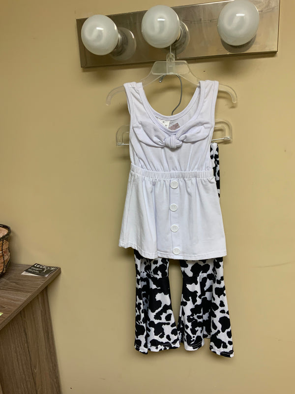 White and Black Cow Print Girls 2pc