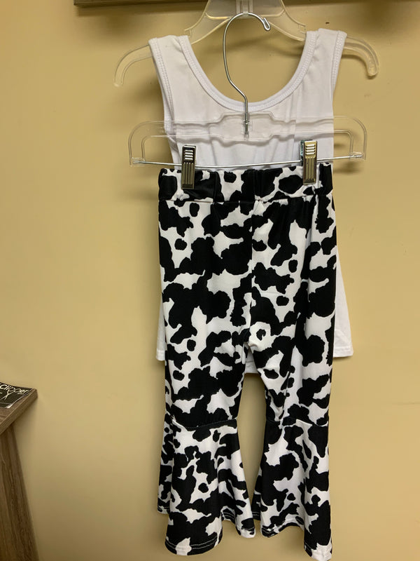 White and Black Cow Print Girls 2pc