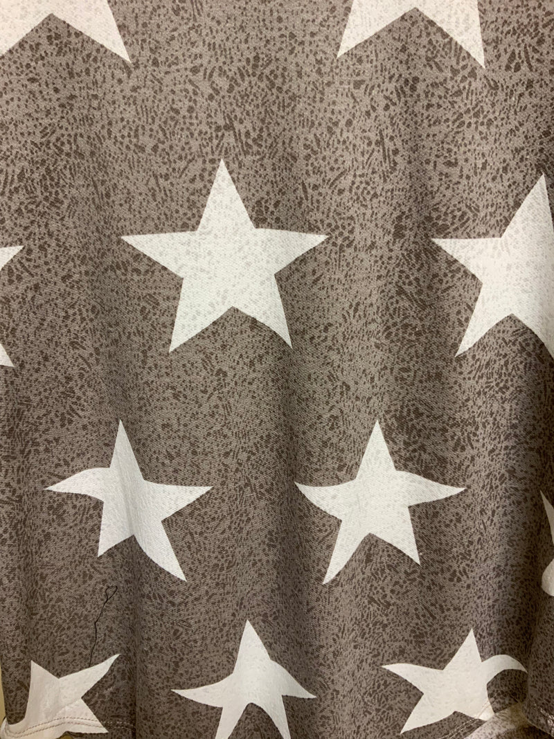 Brown Short Sleeve Shirt with White Stars