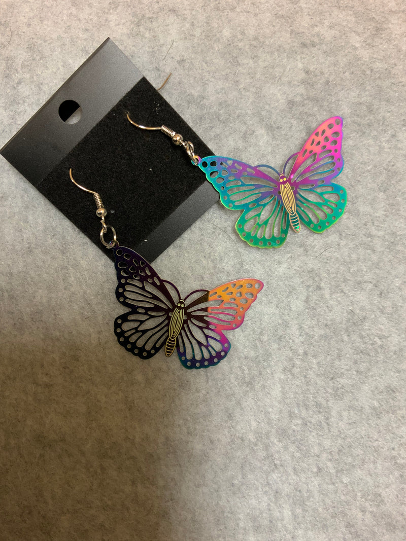 Iridescent Butterfly Metal earrings