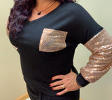 Black Shirt Long Gold Sleeves