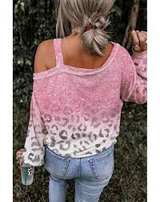 Pink Leopard Patchwork One Shoulder Long Sleeve Top