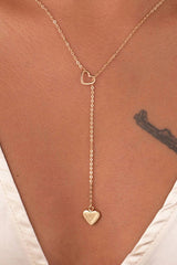 Gold Heart Shape Hollow Lariat Necklace