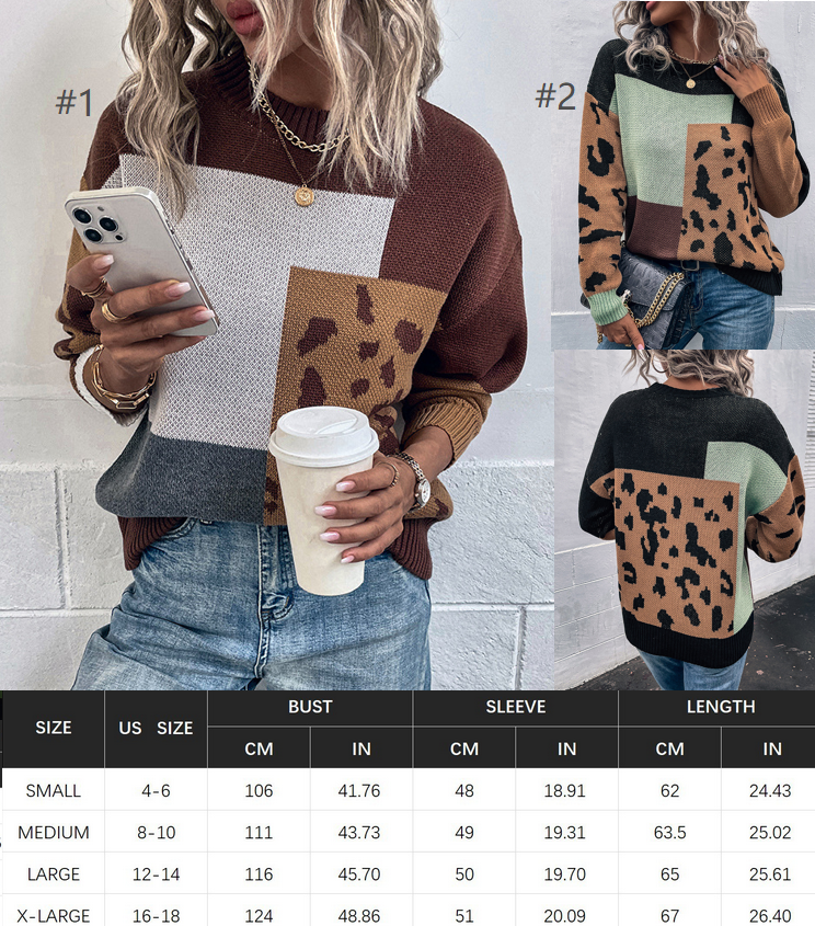 Color Block Leopard Sweater