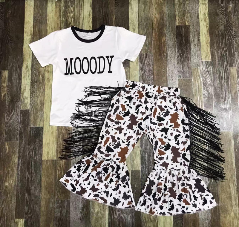 Moody cow print fringe outfit