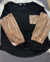Black Shirt Long Gold Sleeves