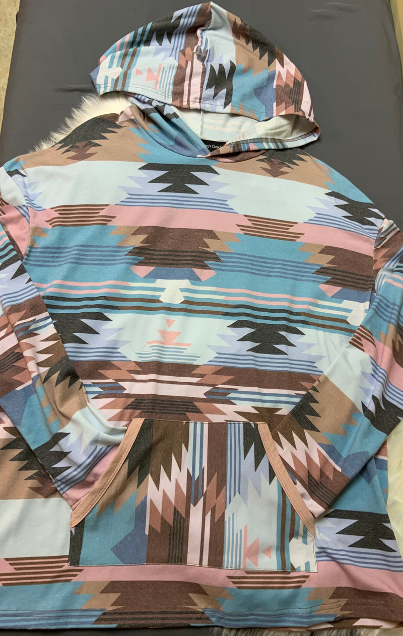 Aztec long sleeve hoodie shirt