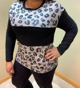Long sleeve leopard and black shirt