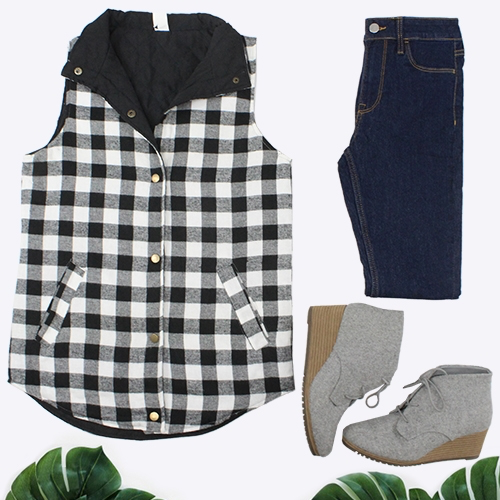 Buffalo Plaid Reversible Vest with Pockets