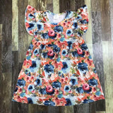 Floral Dress Sky Blue Background