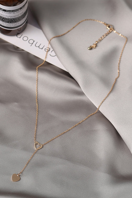 Gold Heart Shape Hollow Lariat Necklace