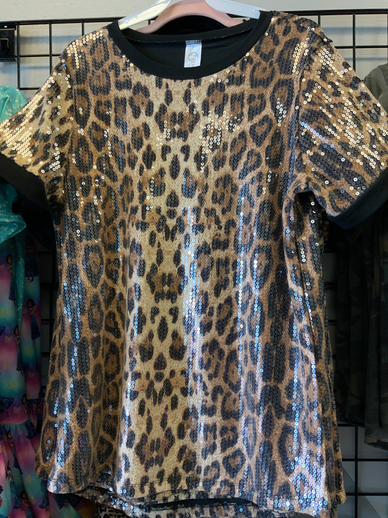 Full Sparkle Leopard Shirt