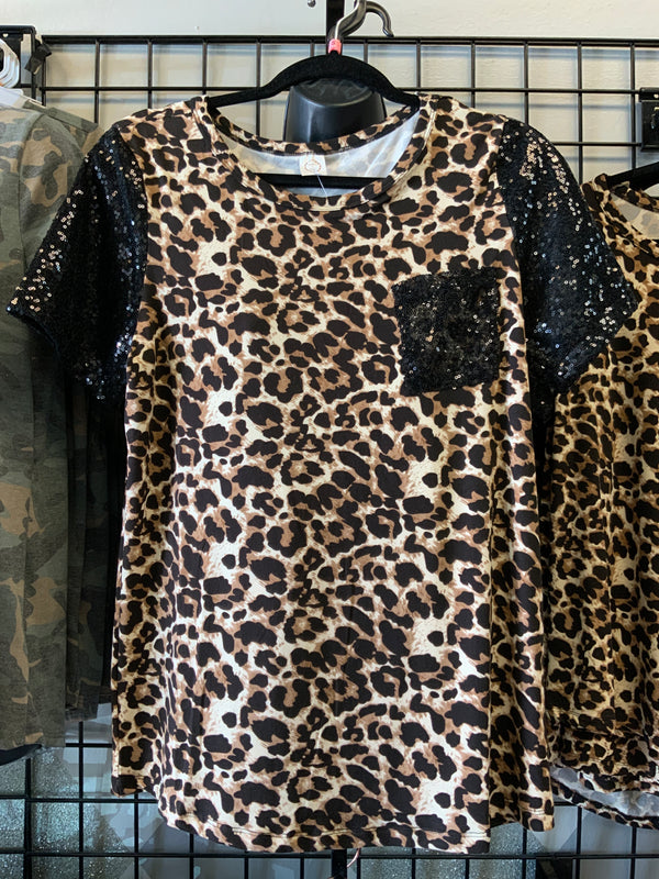 Leopard Shirt W/Black sleeves
